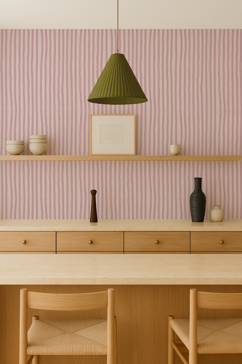 Dolce Stripe Wallpaper, primrose pink