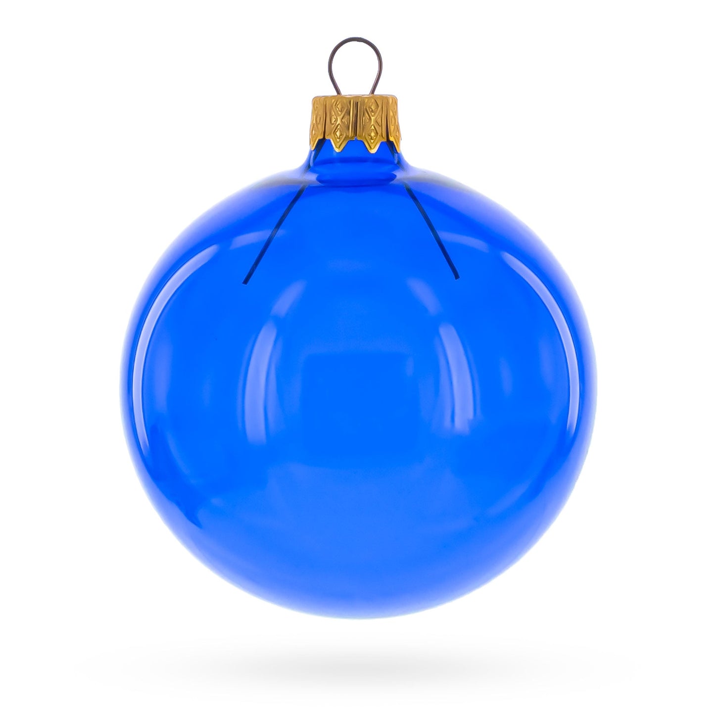 Set of 6 Translucent Glossy Blue Glass Ball Christmas Ornaments 3.25 Inches