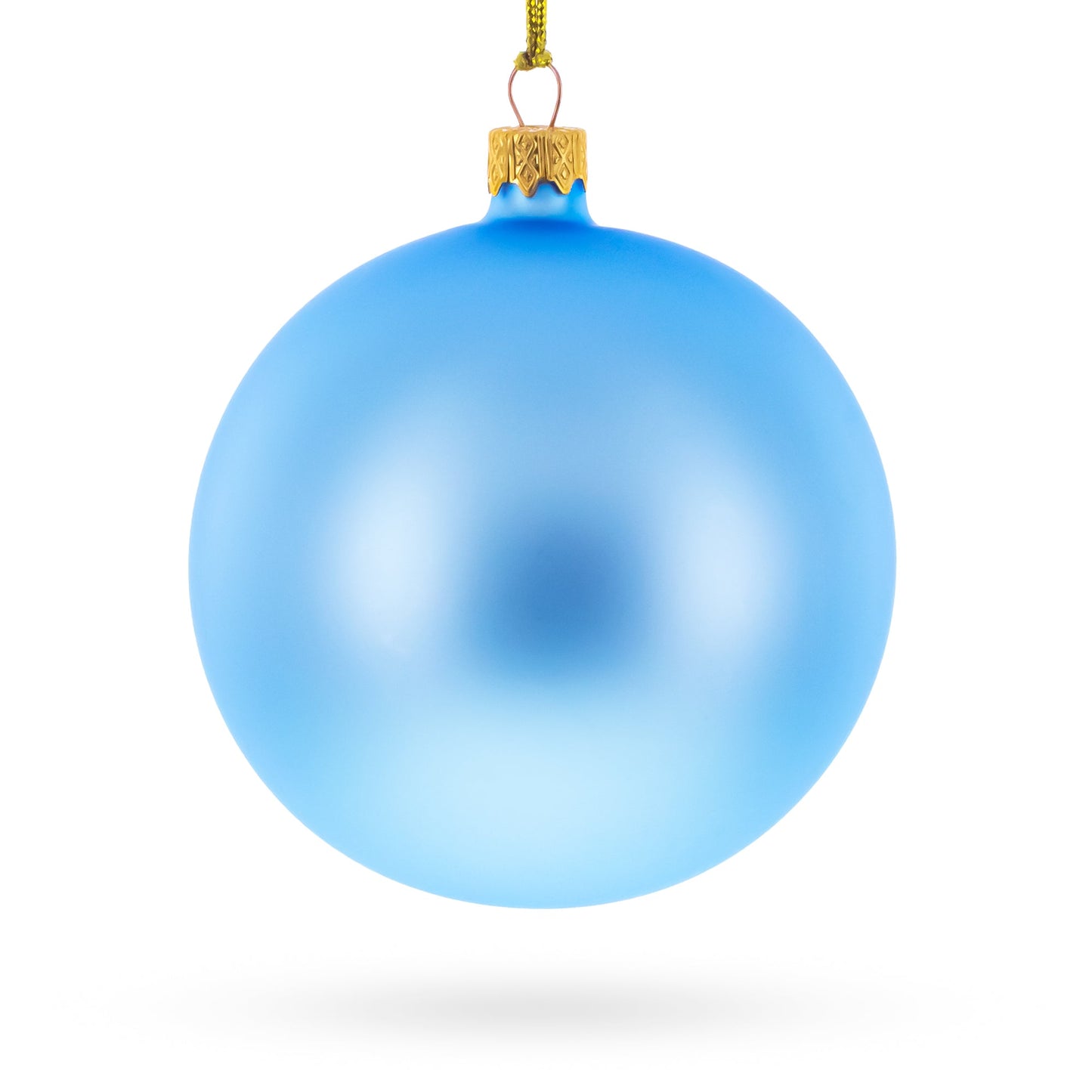 Set Of 4 Light Matte Blue Glass Ball Christmas Ornaments 4 Inches