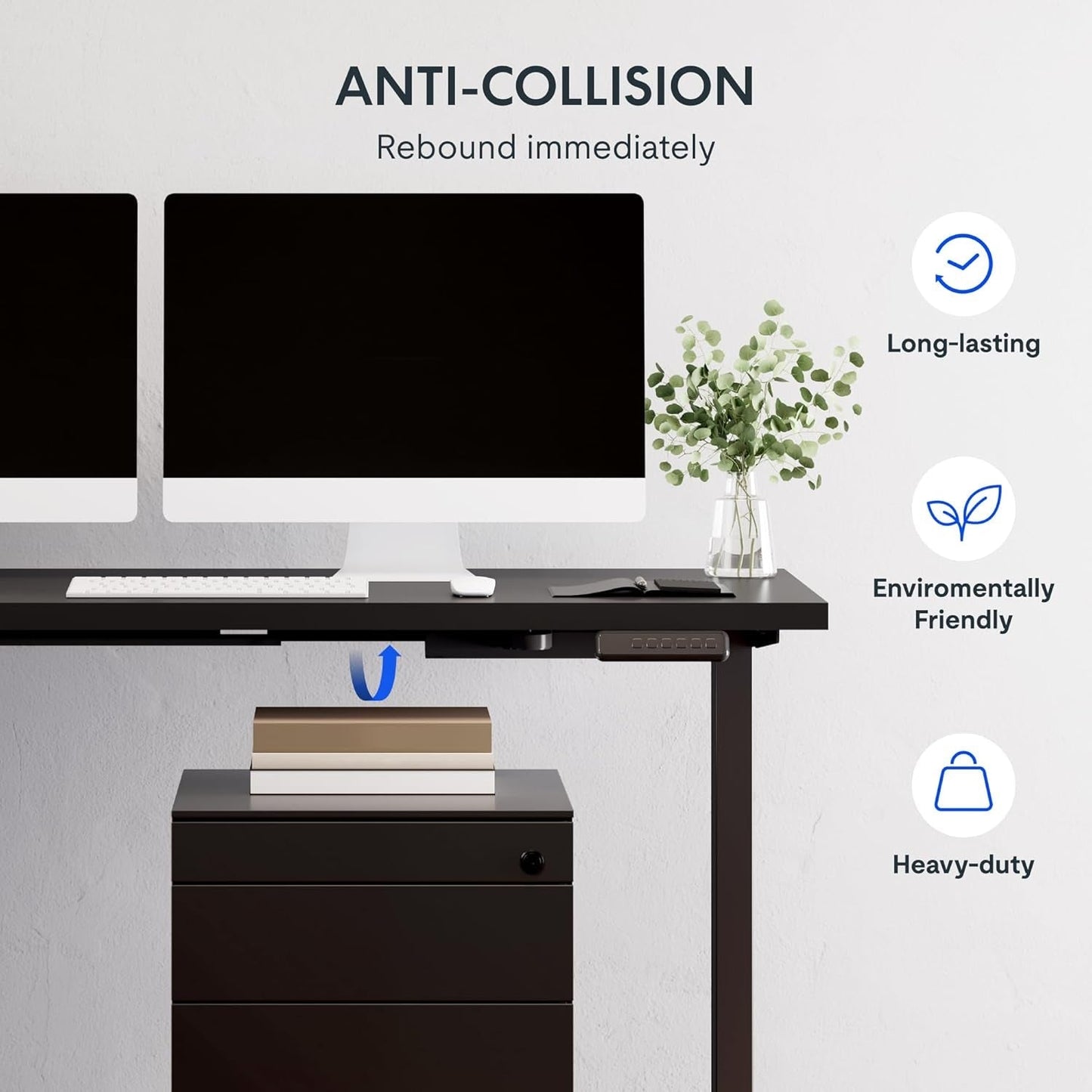 L Shaped Electric Height Adjustable Desk with Drawer