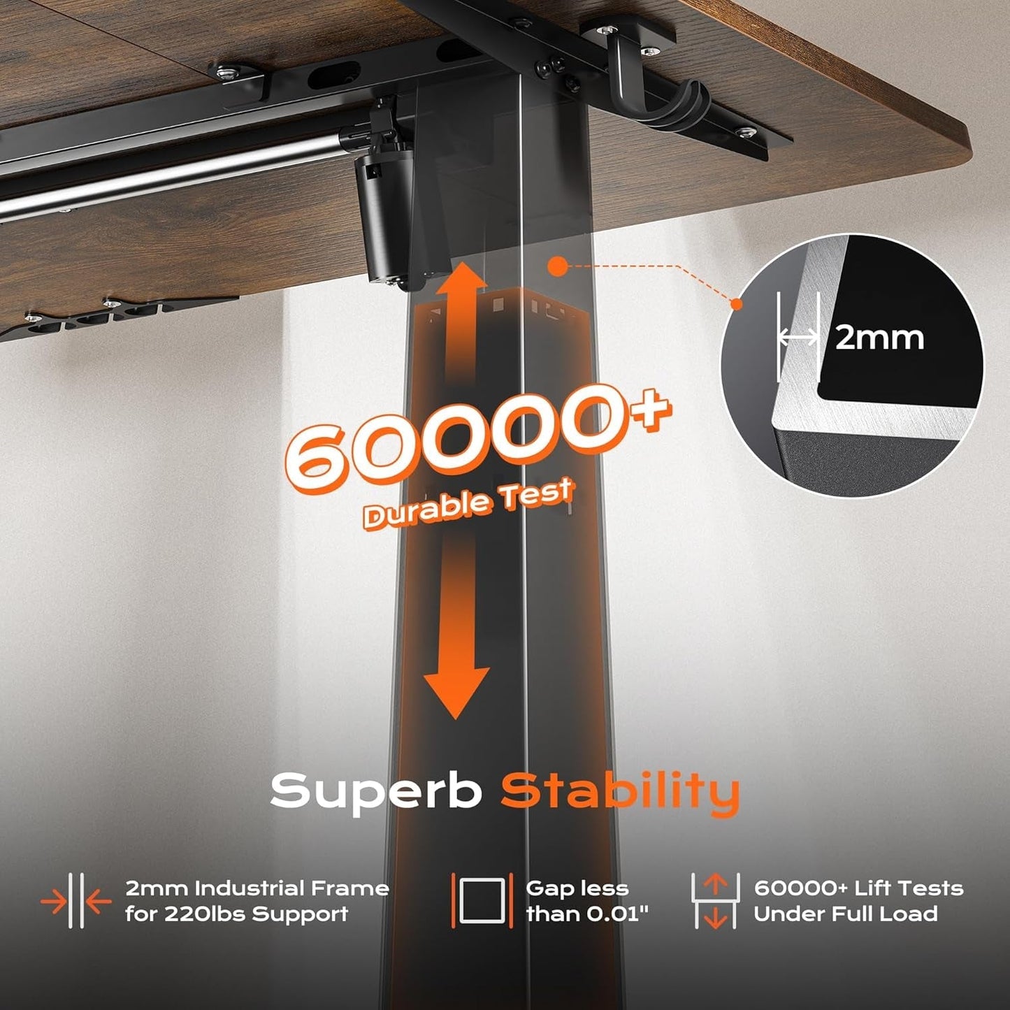 Large Electric Standing Desk Adjustable Height with Hooks