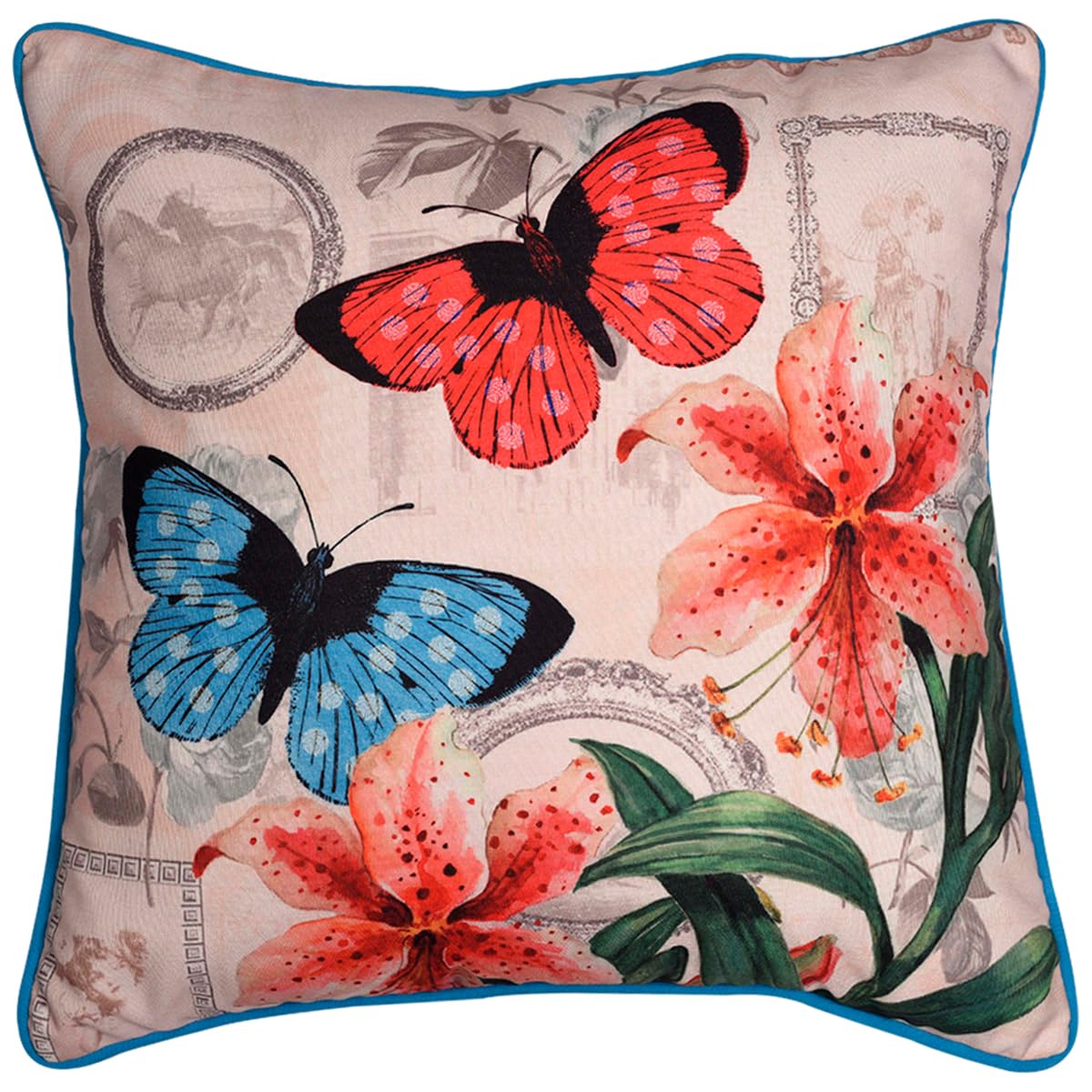 Butterflies Throw Pillow Covers - 22x22 Inch Decorative Printed Cushion Covers