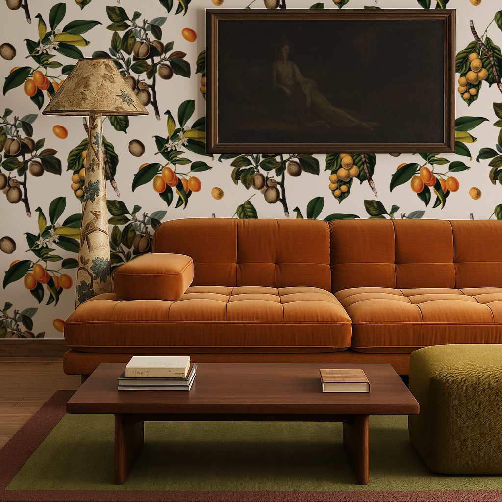 Vintage Orchard Wallpaper, white