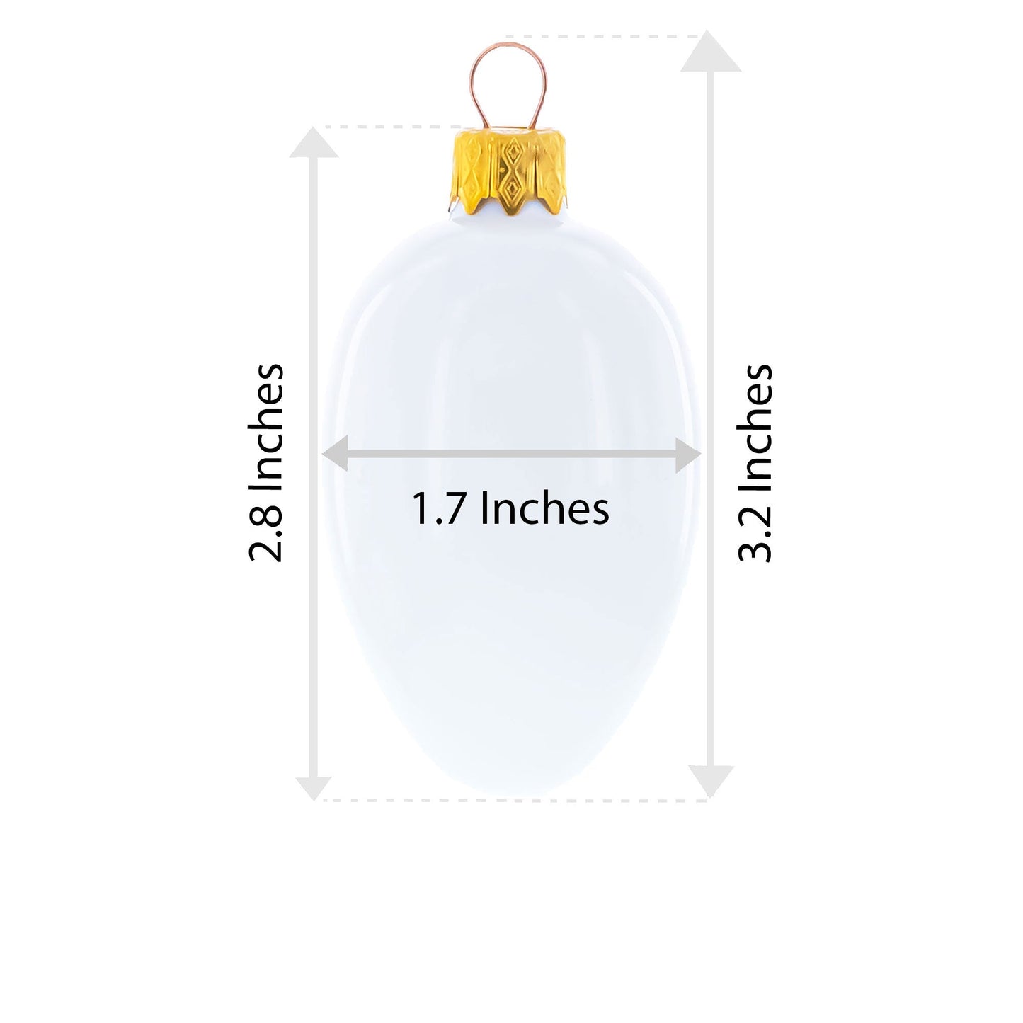 White with Multicolor Floral and Blue Lace Accents Mini Glass Egg Ornament 2.9 Inches