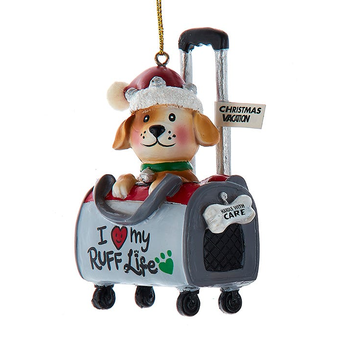 Dog in a Travel Bag Ornament -