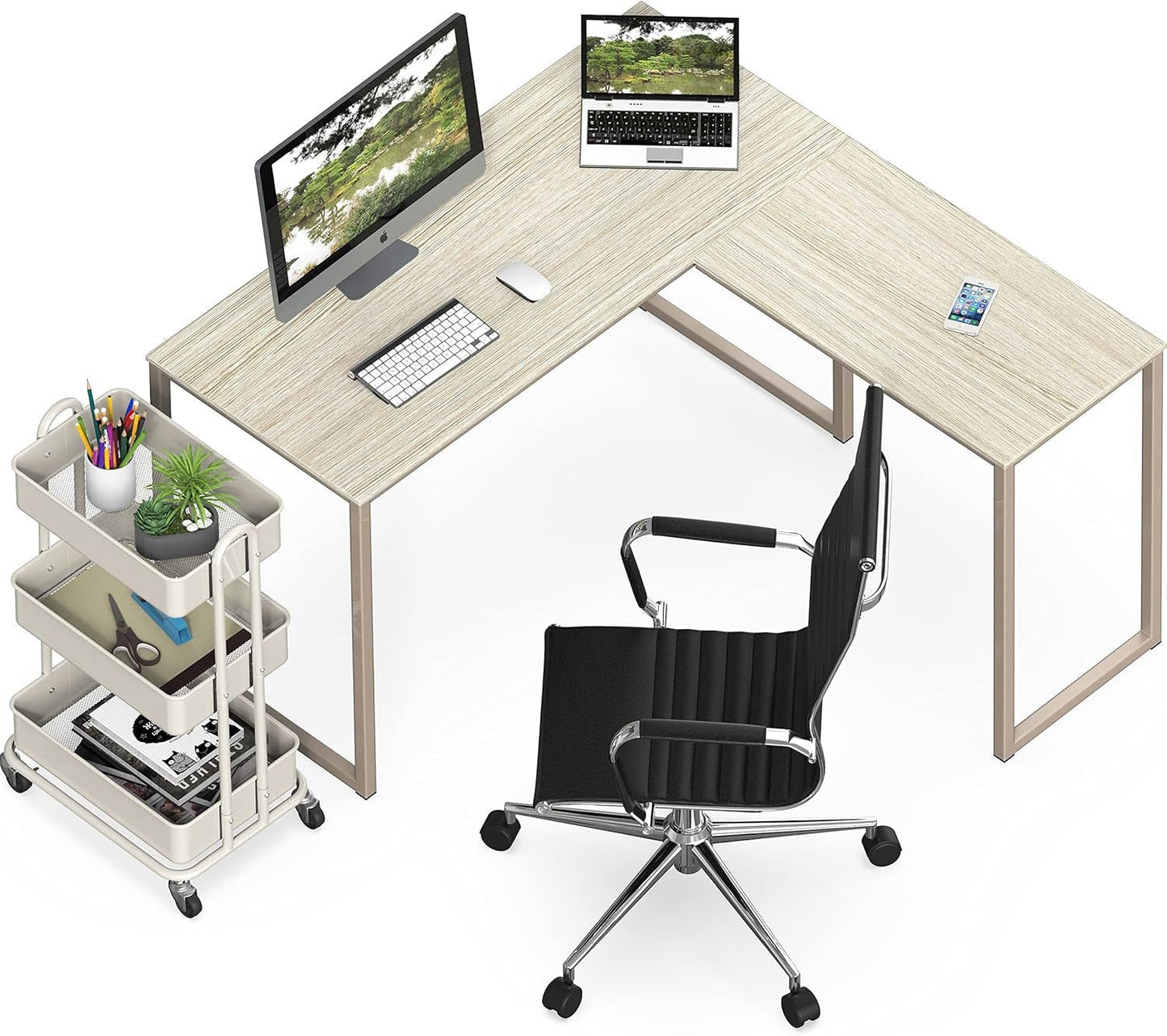 L Shaped Desk 48 X 48 Inches Maple Finish Home Office Desk