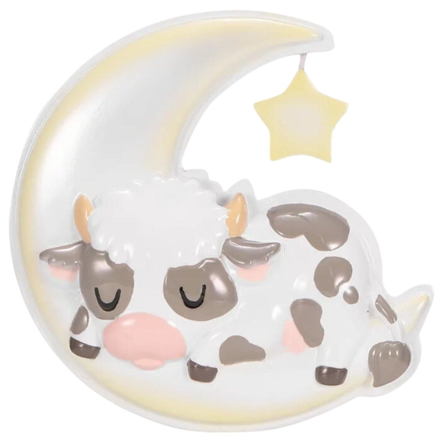 Cutesy Cow on Moon Ornament