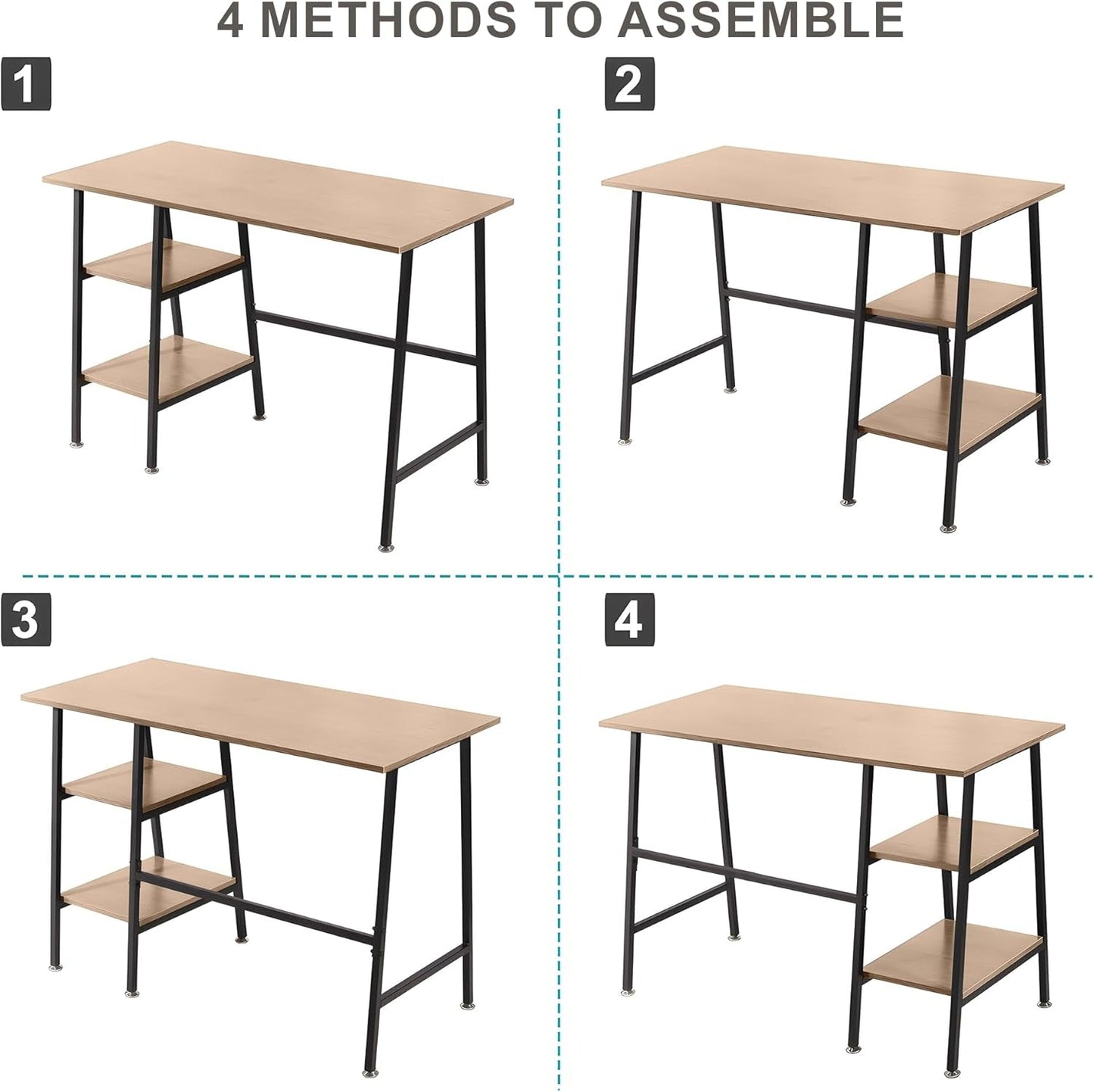 Modern 43 Inch Computer Desk with Adjustable Storage Shelves