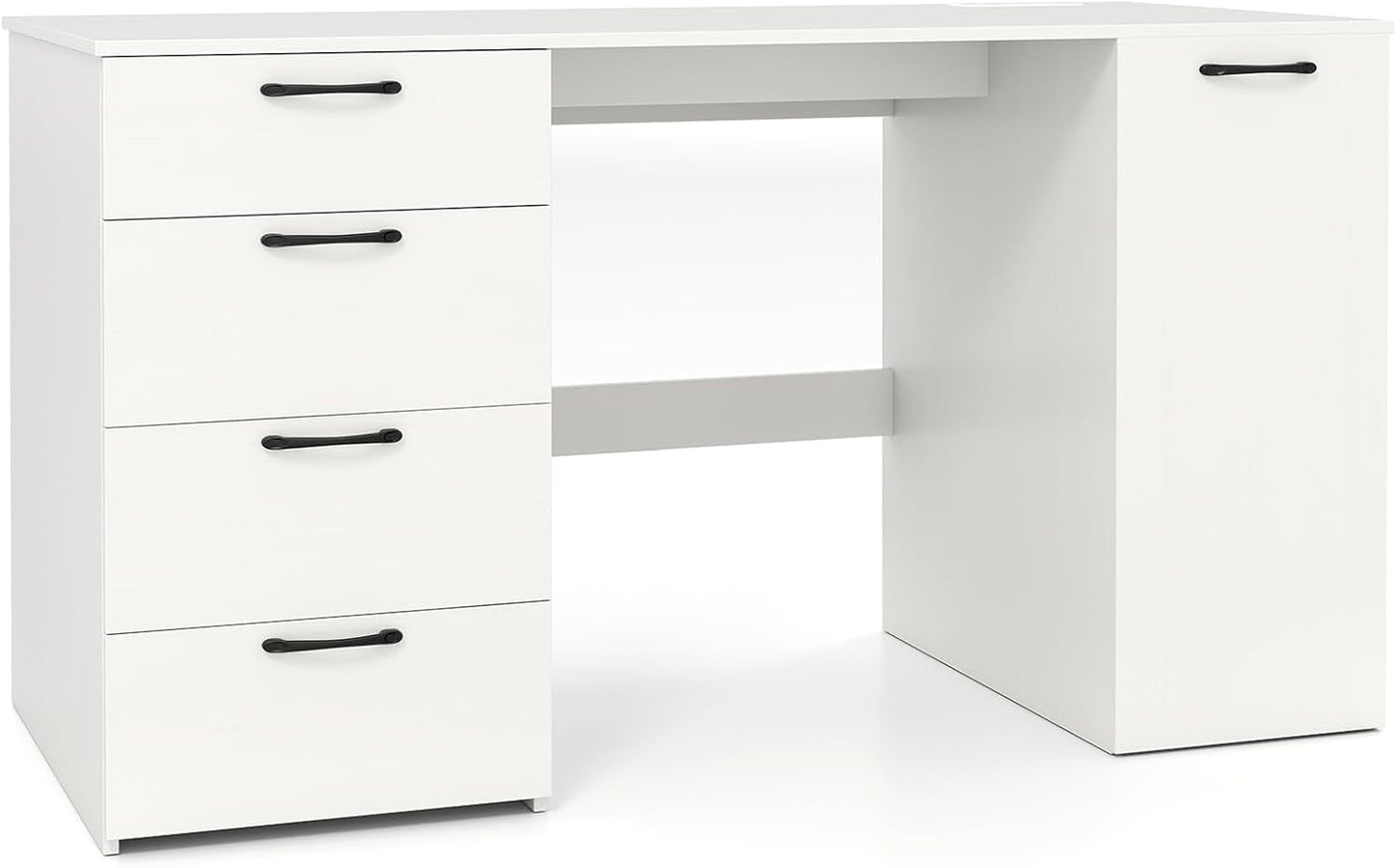 Modern 53 Inch White Computer Desk with Charging Station