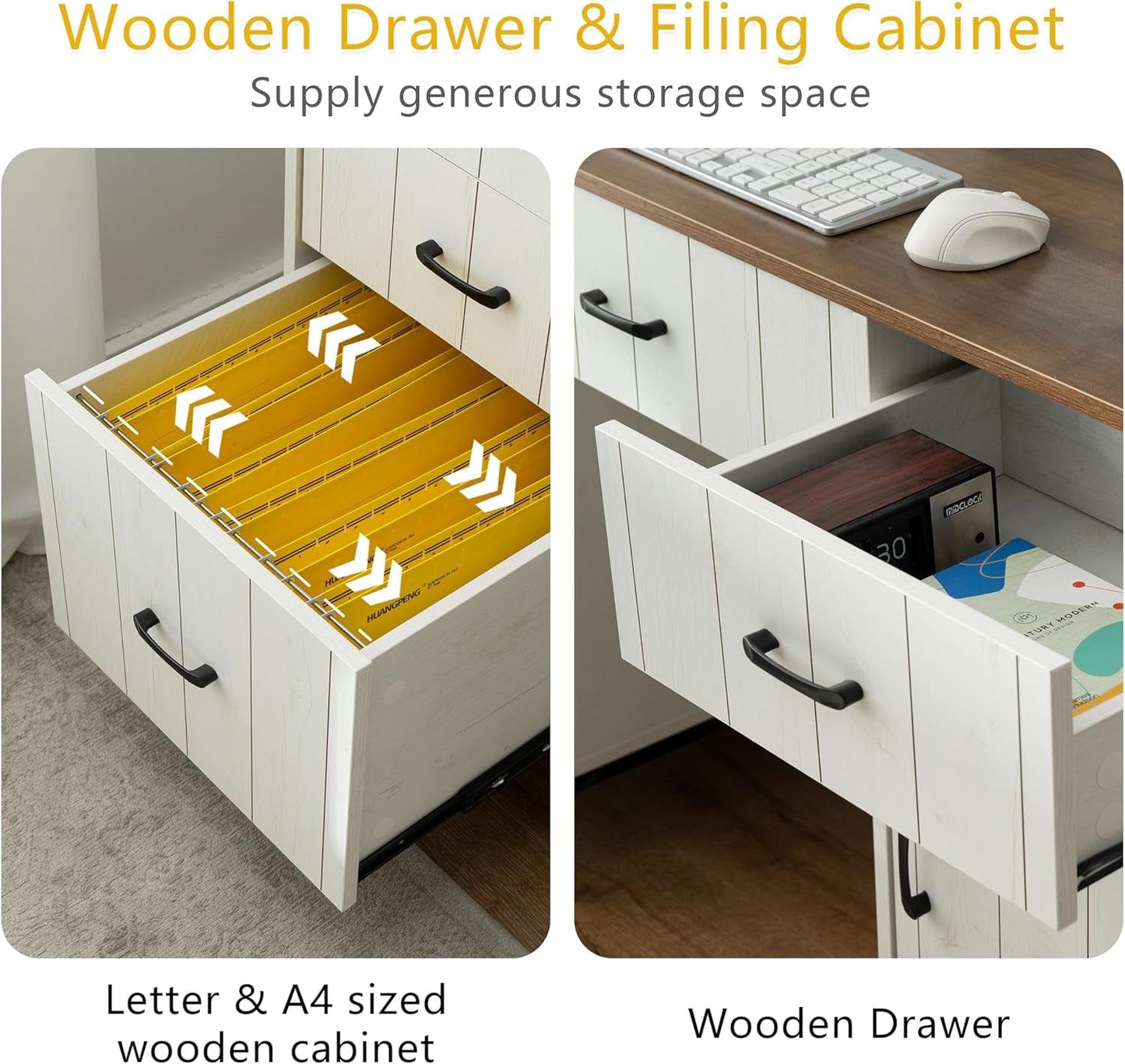 Modern 55 Inch Executive Desk with Charging Station