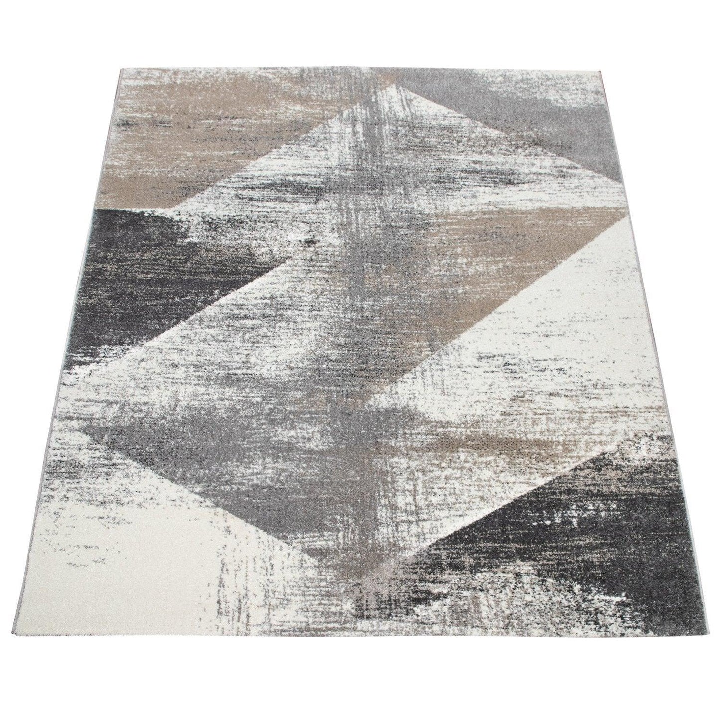 Modern Area Rug Mero Abstract Design - Grey White Brown