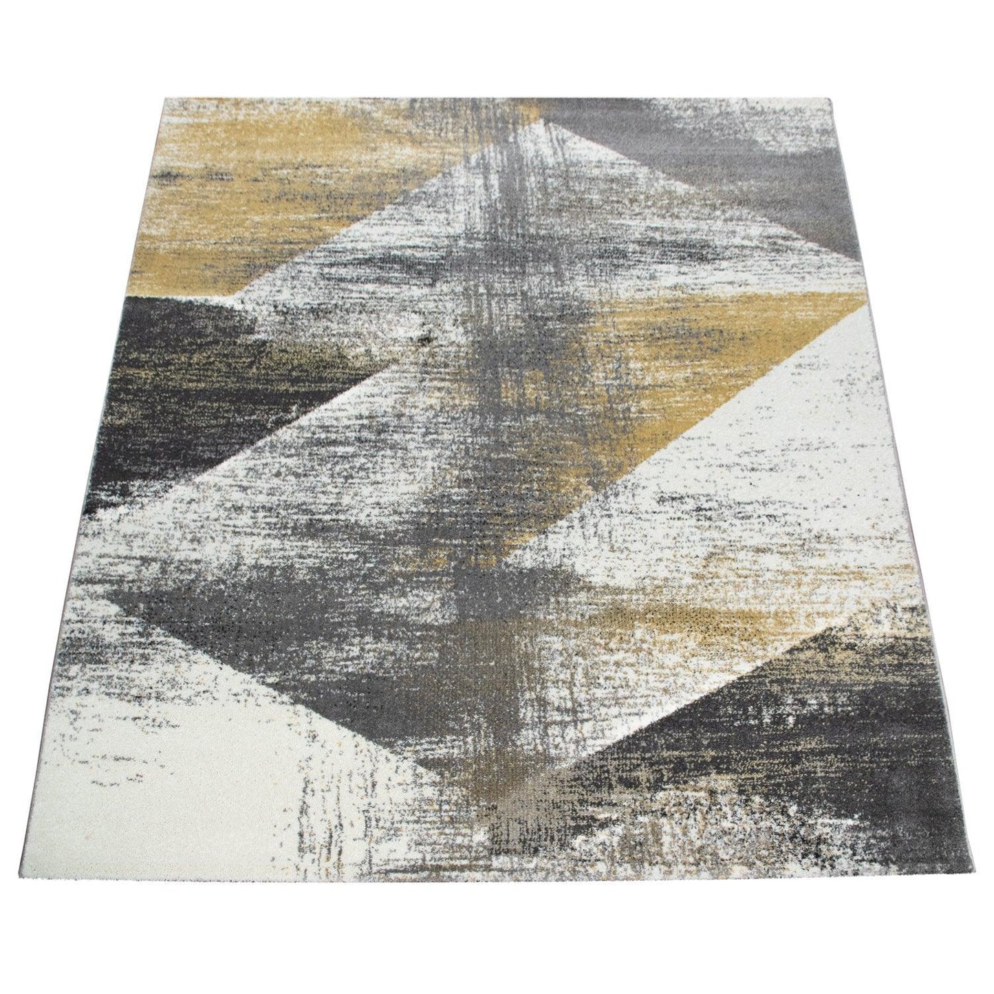 Modern Area Rug Mero Abstract Design - Grey White Yellow