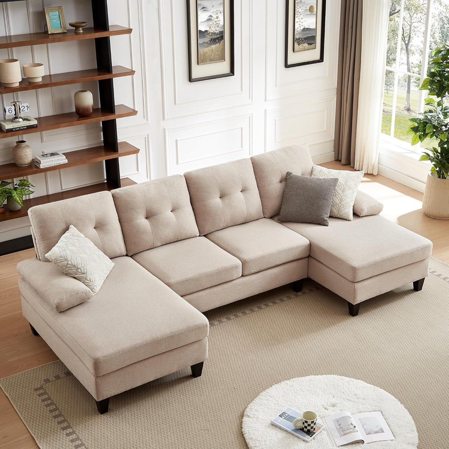 Modern U Shaped Sectional Couch With Double Chaise