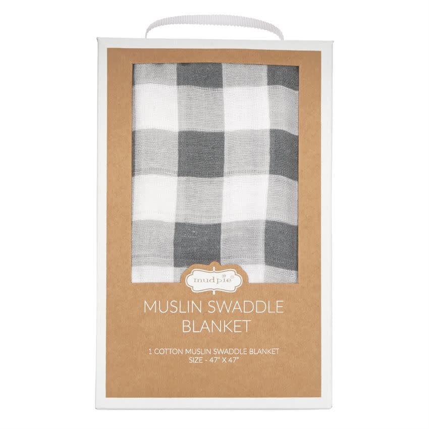Mud Pie Muslin Gingham Swaddle Blanket