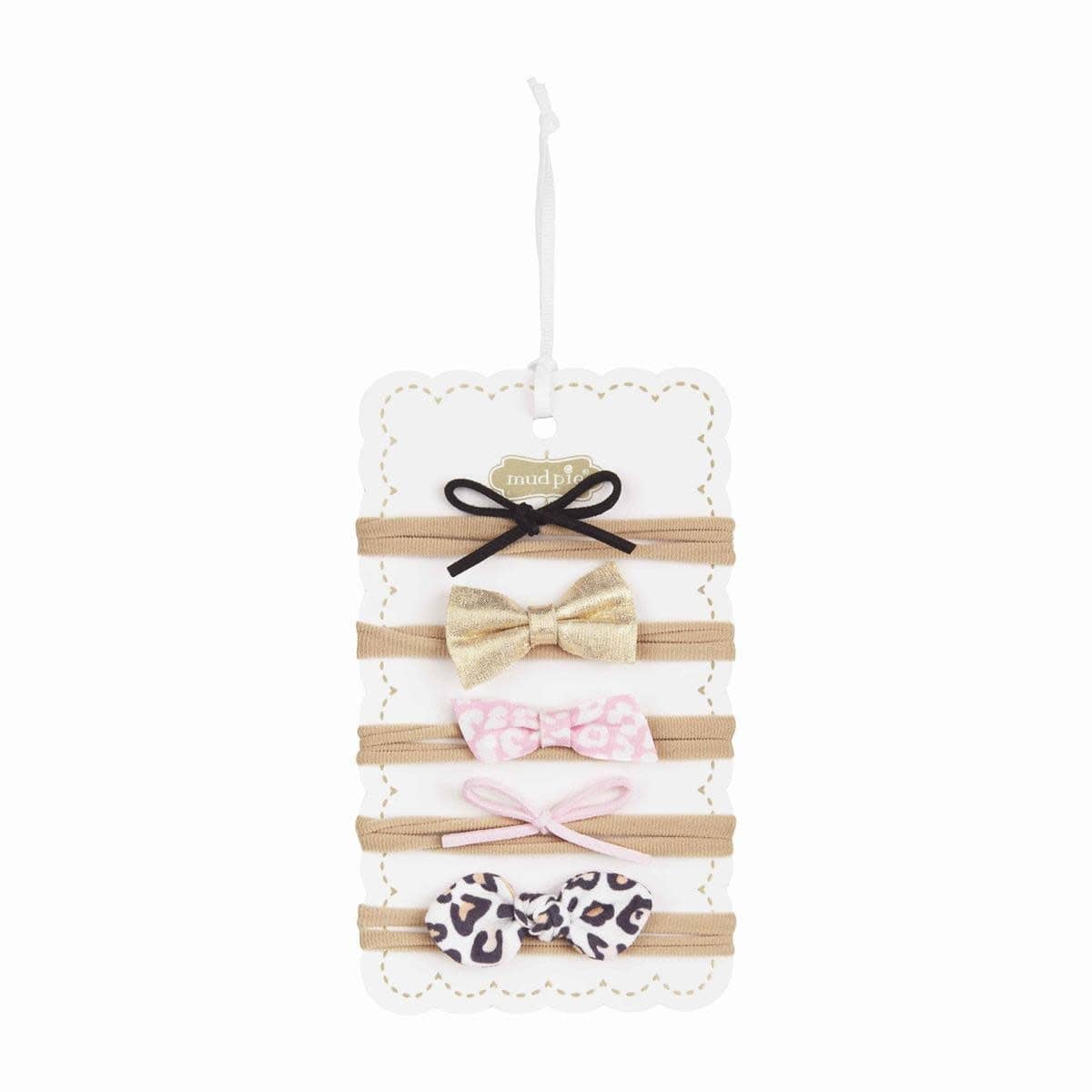 Mud Pie Small Leather Bow Set