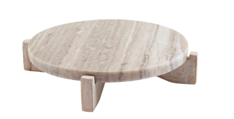 MARBLE/WOOD PEDESTAL