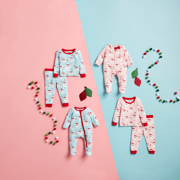 Mud Pie Pink Santa Glow Pajama Set