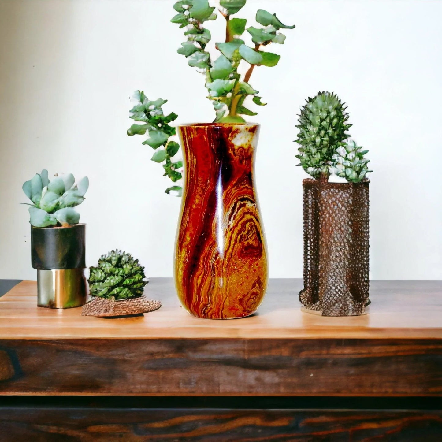 Multi Brown Onyx 9 inch Vase