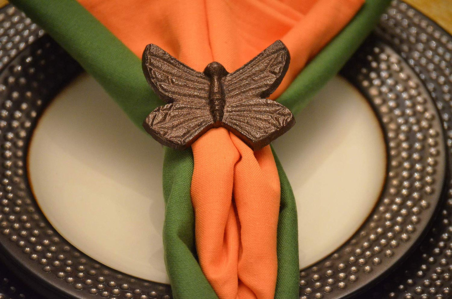 Vibhsa Butterfly Antique Napkin Rings Set of 4