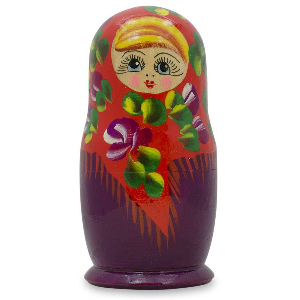 Set of 3 Deep Red Dress Wooden Nesting Dolls 3.5 Inches
