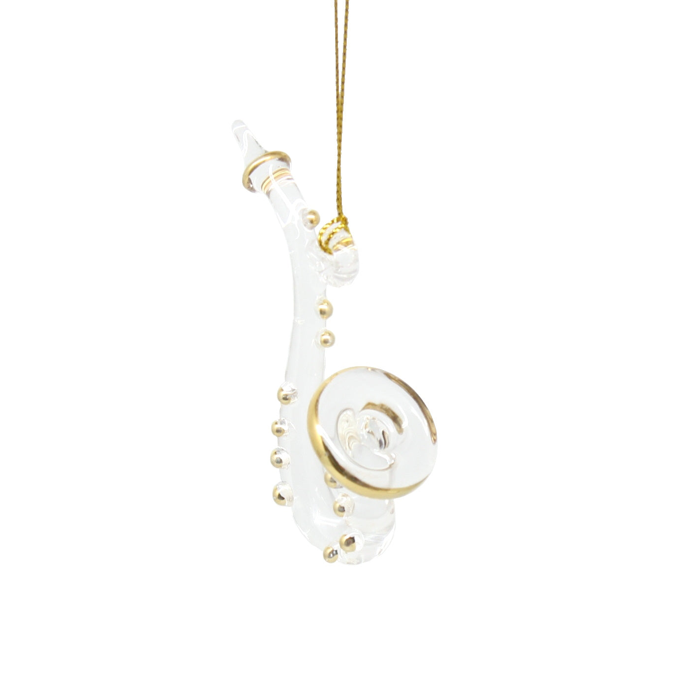 Egyptian Glass Saxophone Ornament with Gold Accents