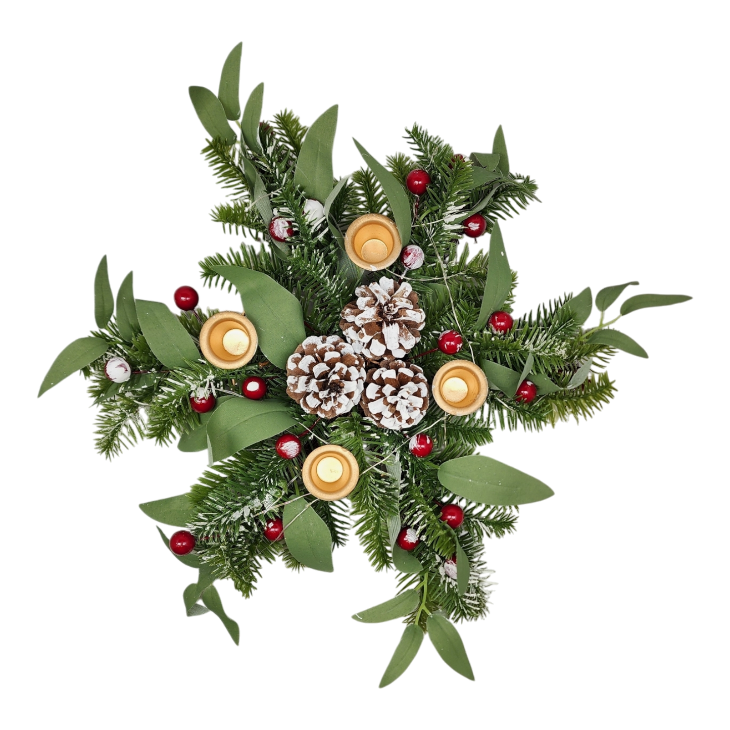 Lighted Candle Wreath - 18 Inch