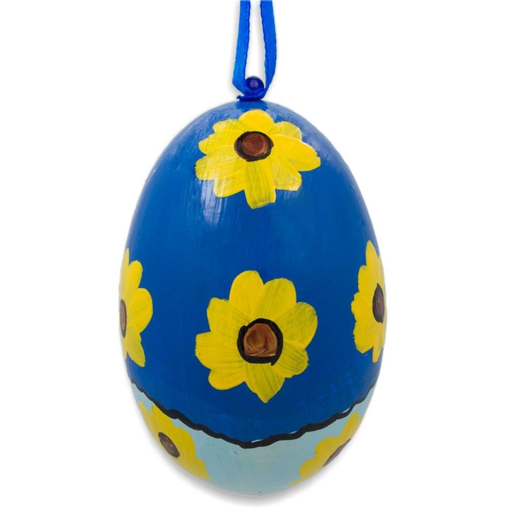 Nesting Doll Blue Scarf Wooden Egg Ornament 3 Inches