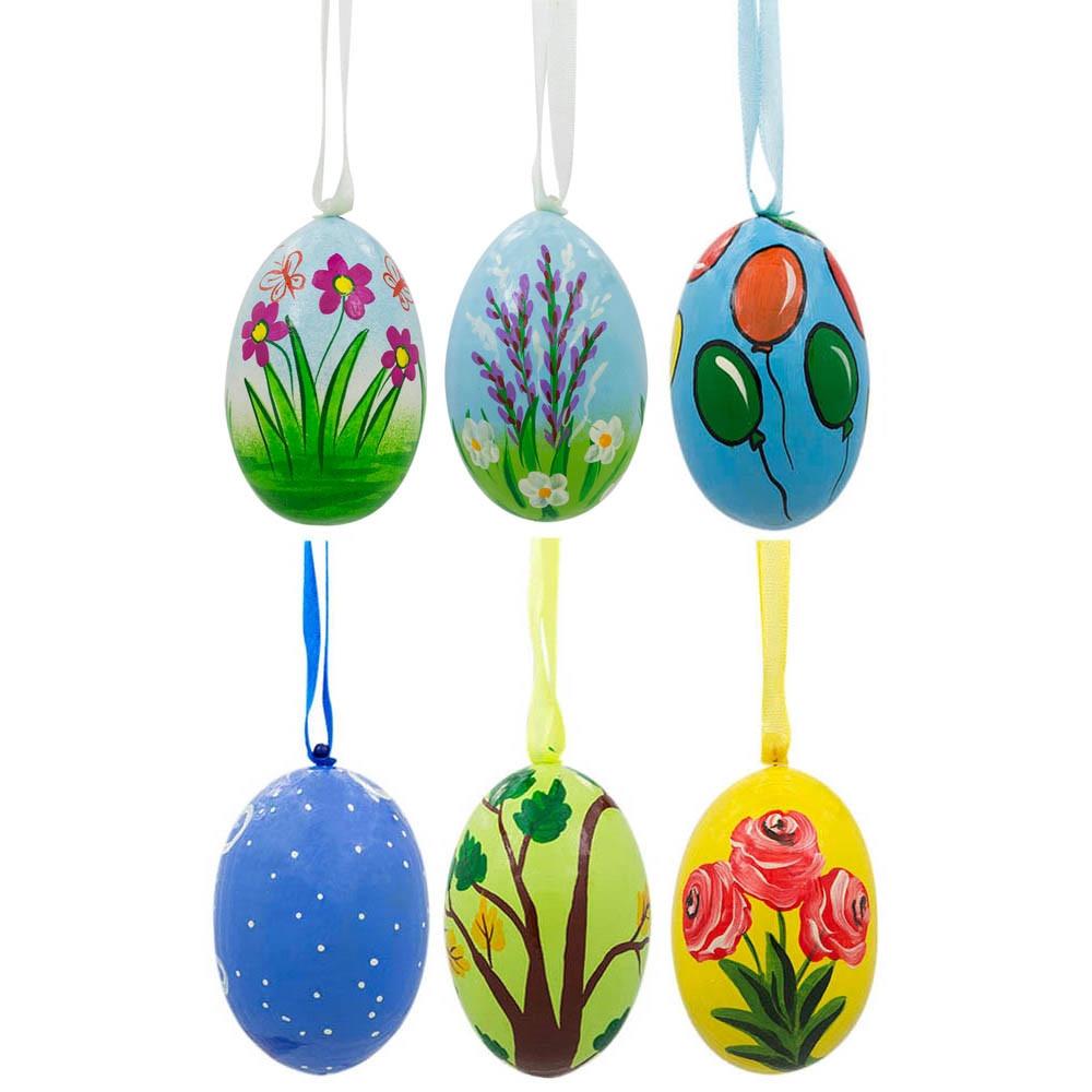 Set of 6- Chick, Cardinal Bird, Cat, Dog Wooden Christmas Ornaments 3 Inches