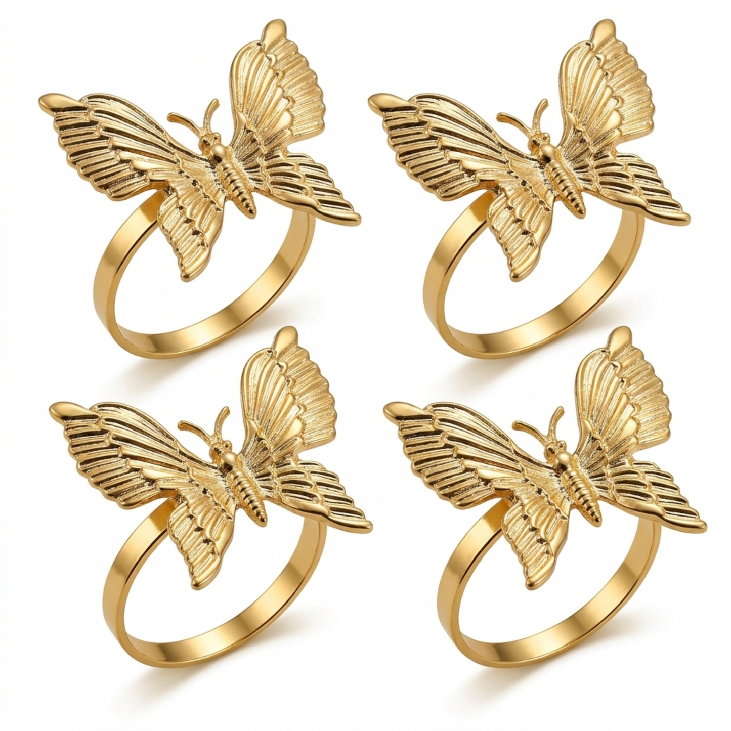 Gold Butterfly Napkin Rings – Elegant Decorative Table Setting Accessories for Dining