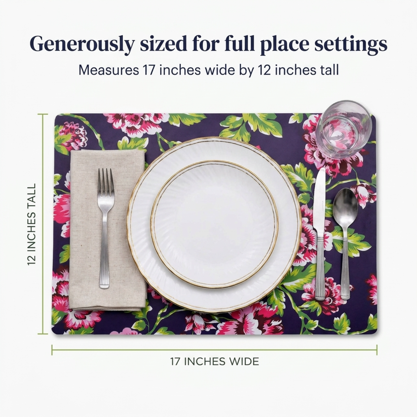 Floral Cork Placemats – Heat Resistant, Cork Backed Indoor Outdoor Mats
