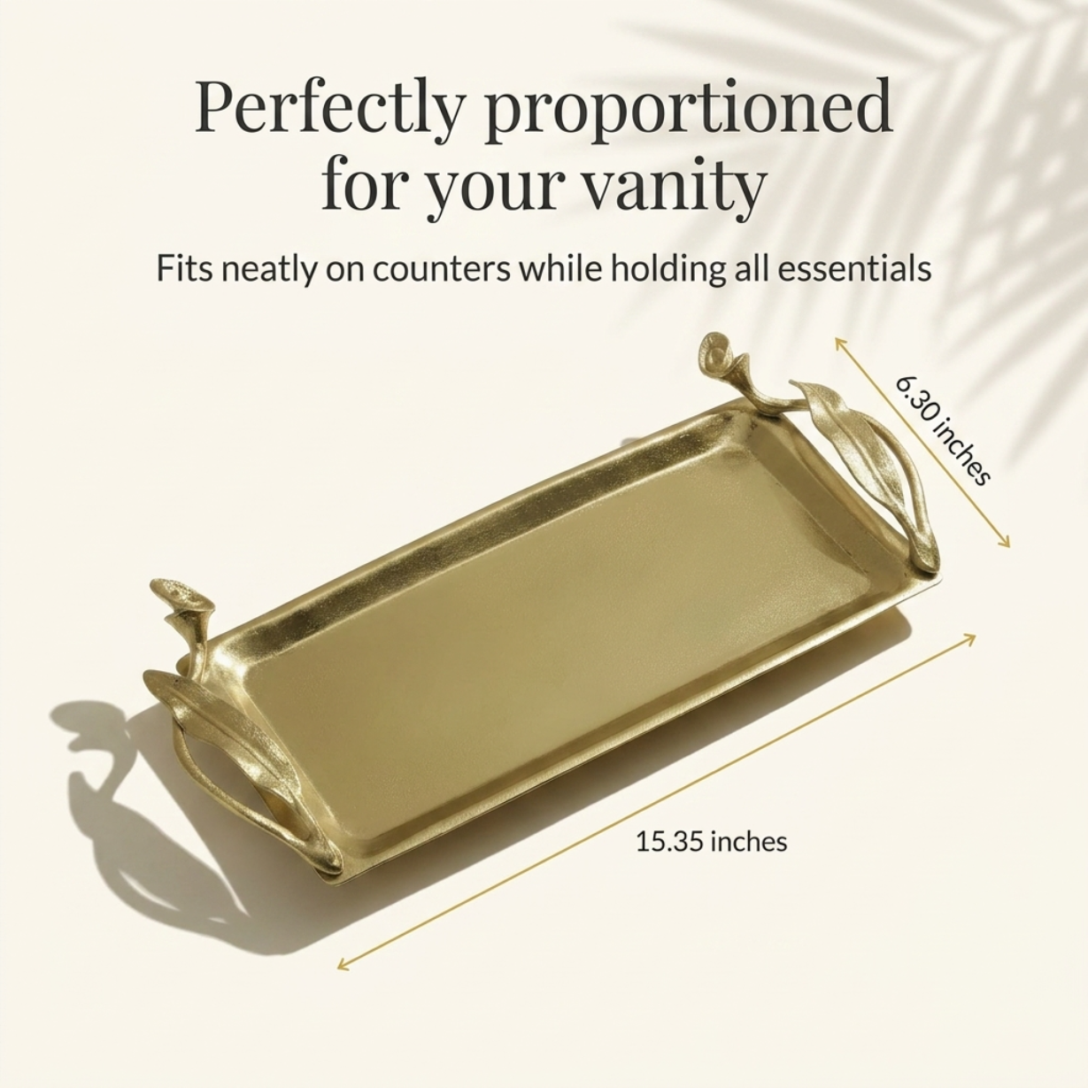 Vanity Tray – Elegant Rectangular Bathroom Tray With Textured Handles