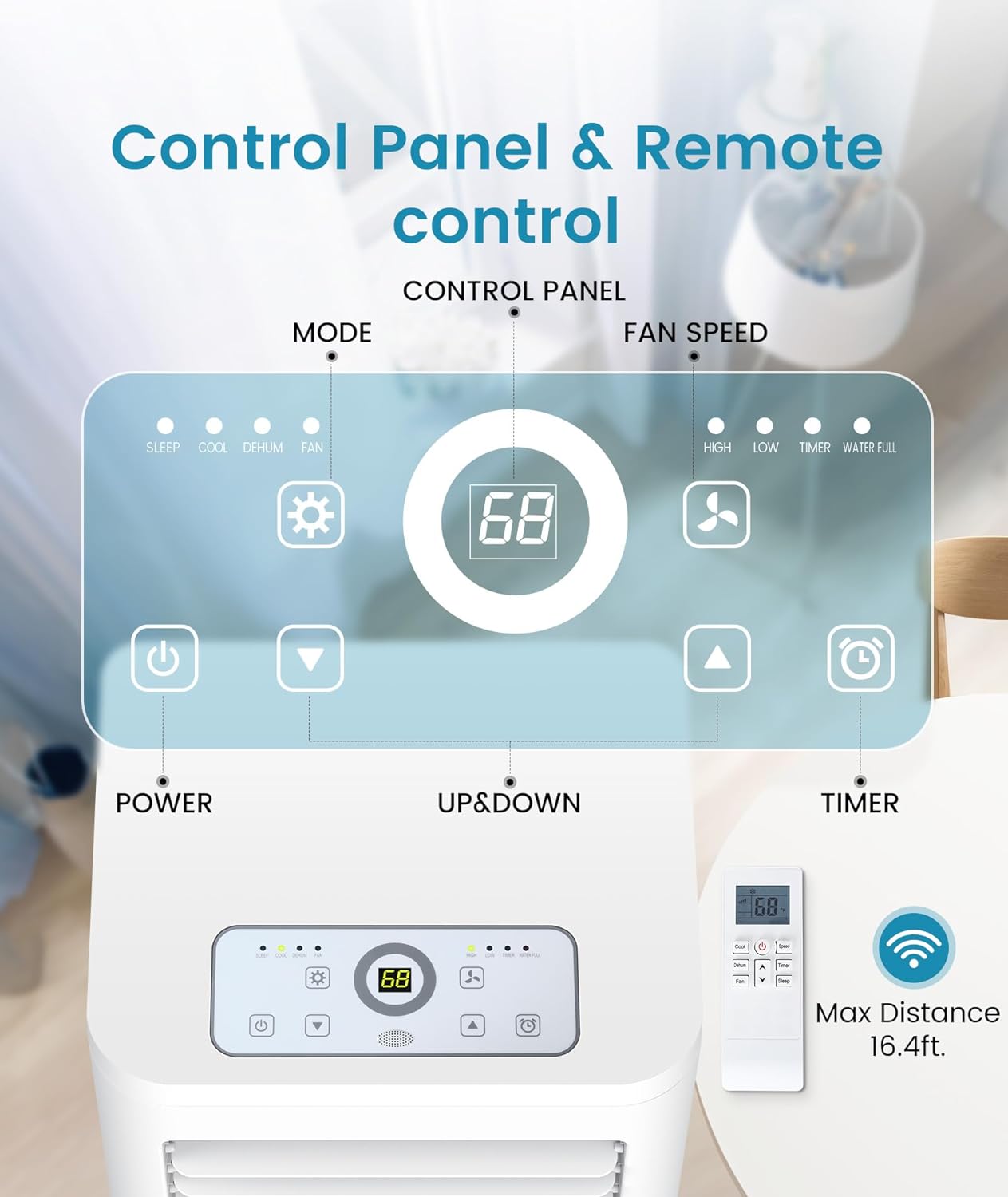 portable Air Conditioner, 10000 BTU Air Conditioner with Cooling, Fan, Dehumidifier, Sleep Mode, ≤55 db, Cooling up to 450 Sq. Ft. with 24H Timer