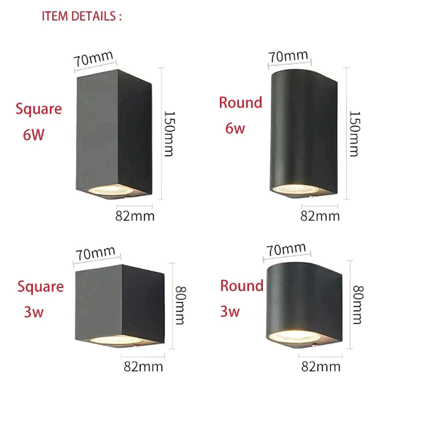 Déborah's 3W/6W LED Aluminum Wall Lamp - Modern Square Outdoor Waterproof Sconce BL22