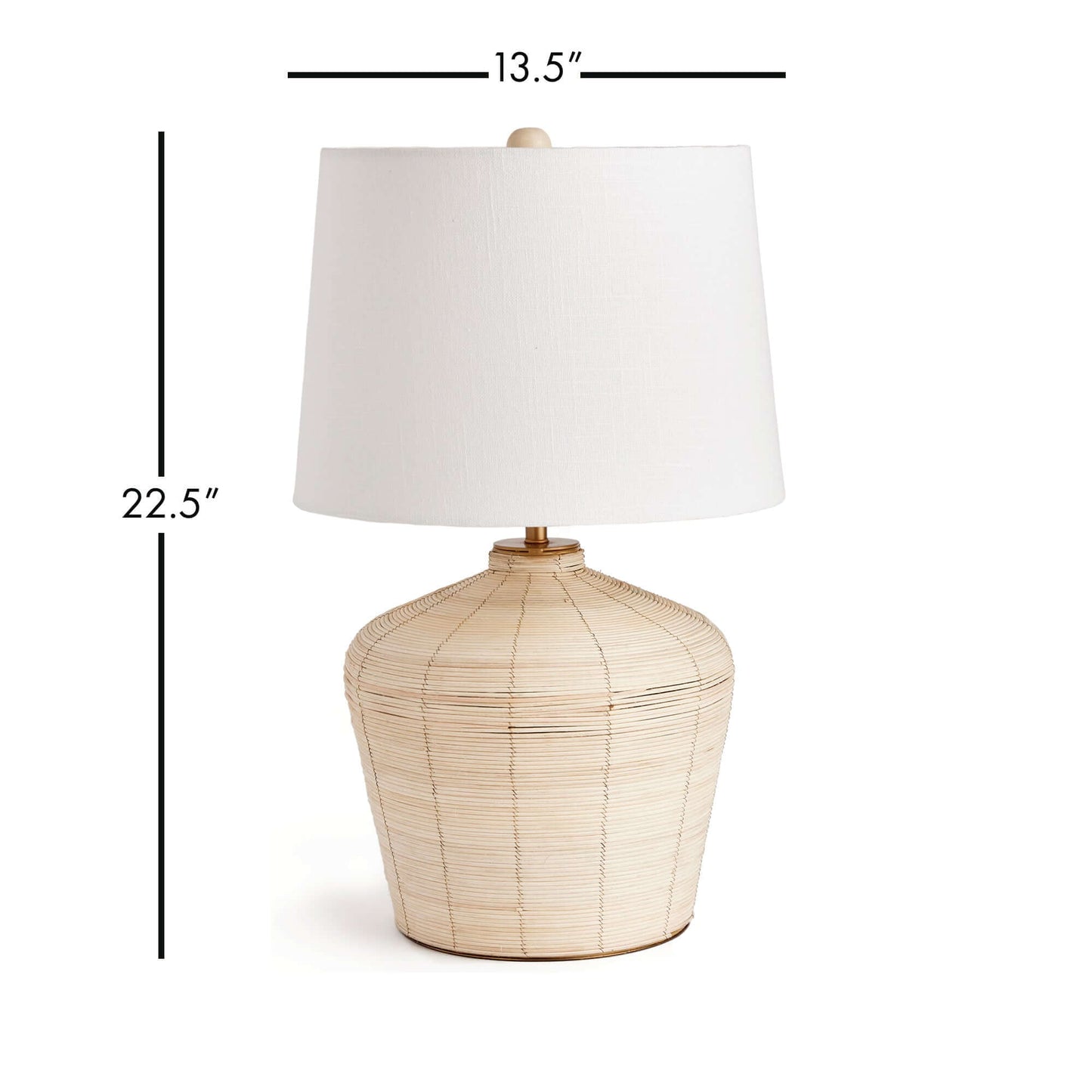 Rattan Table Lamp with Curved Base and White Shade