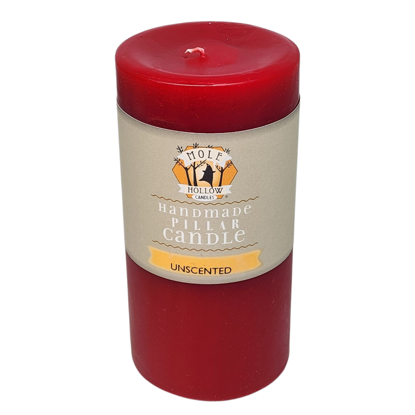 Mole Hollow Unscented Pillar Candle (Sweetheart Red) -