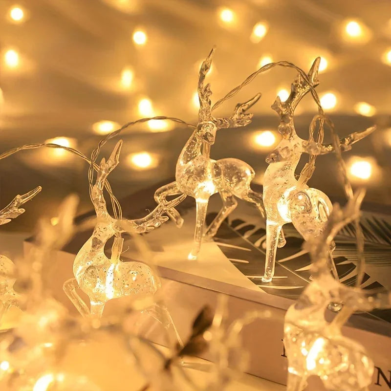 Reindeer String Lights, Battery Operated Christmas Decorations