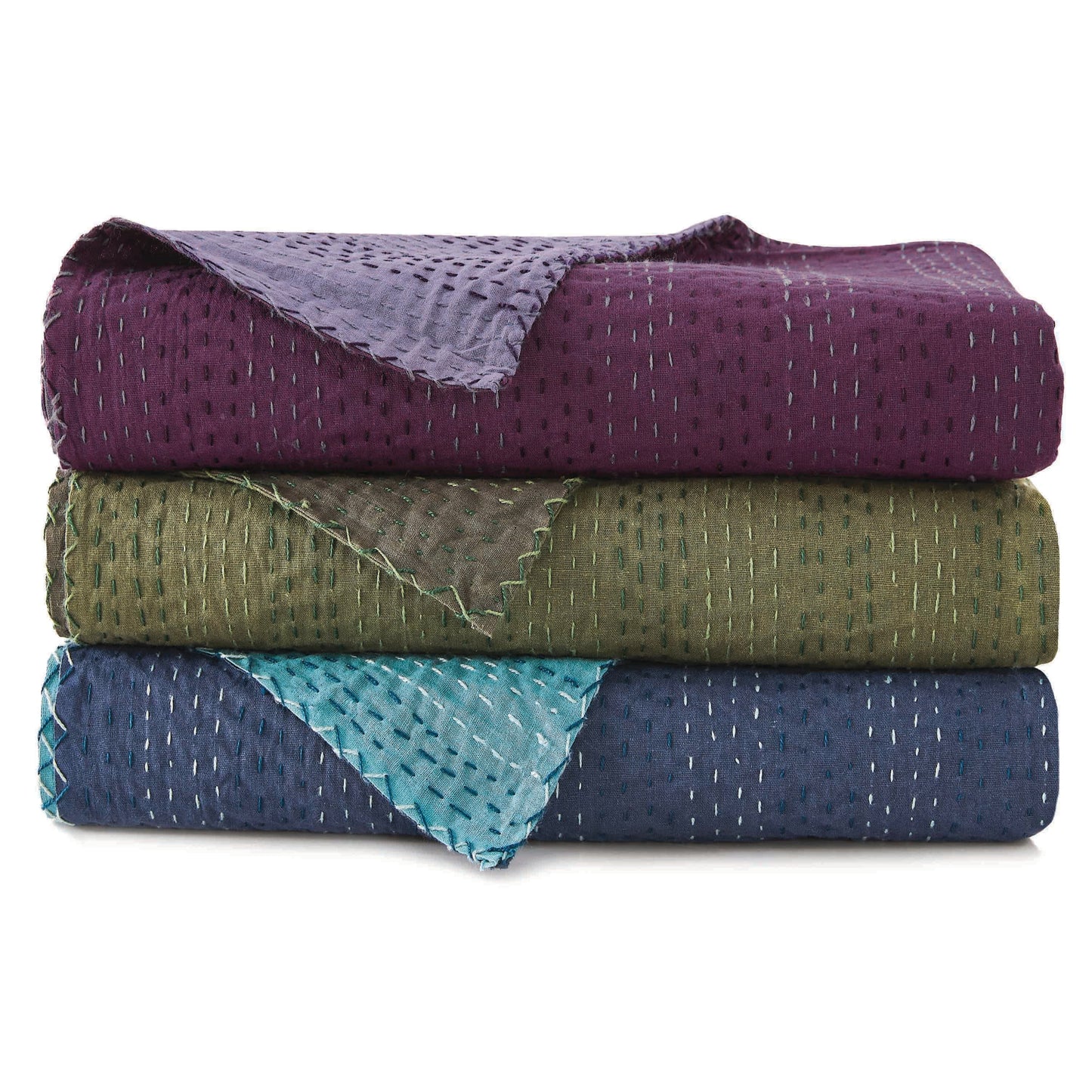 Hand Stitched Reversible Kantha Coverlets