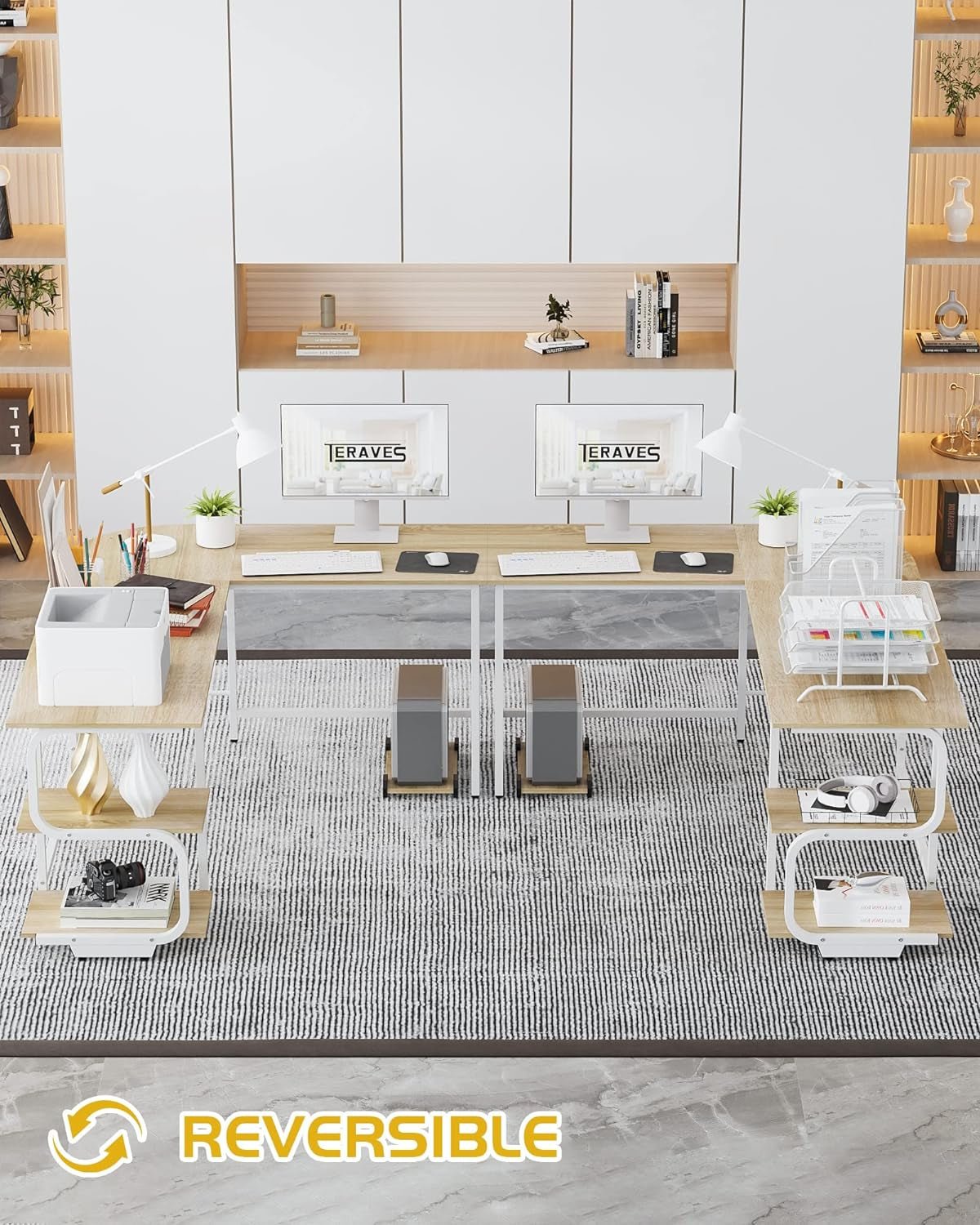 69 Inch Reversible L Shaped Desk For Home Office Use