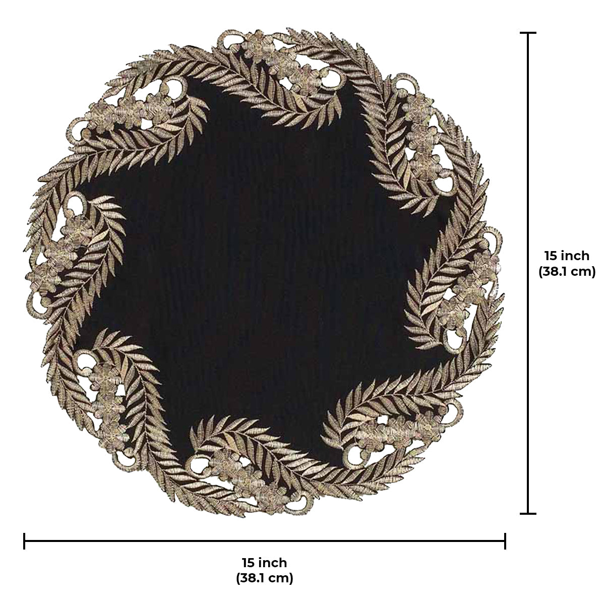 Black Gold Table Doilies – Elegant Decorative Runner, 15 Inch Rustic Dining Accents