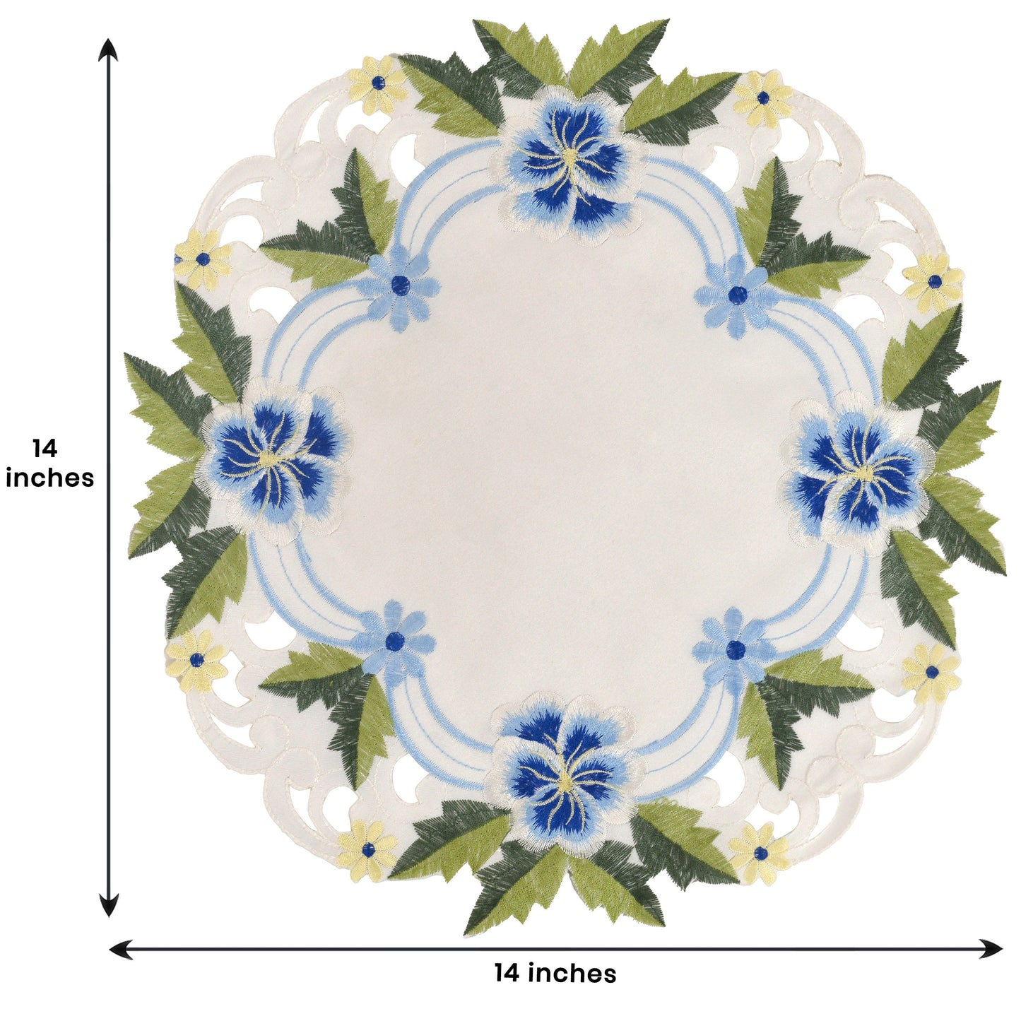 Linen Round Placemats – Embroidered Doilies, Lace & European Embroidery, 15 Inch