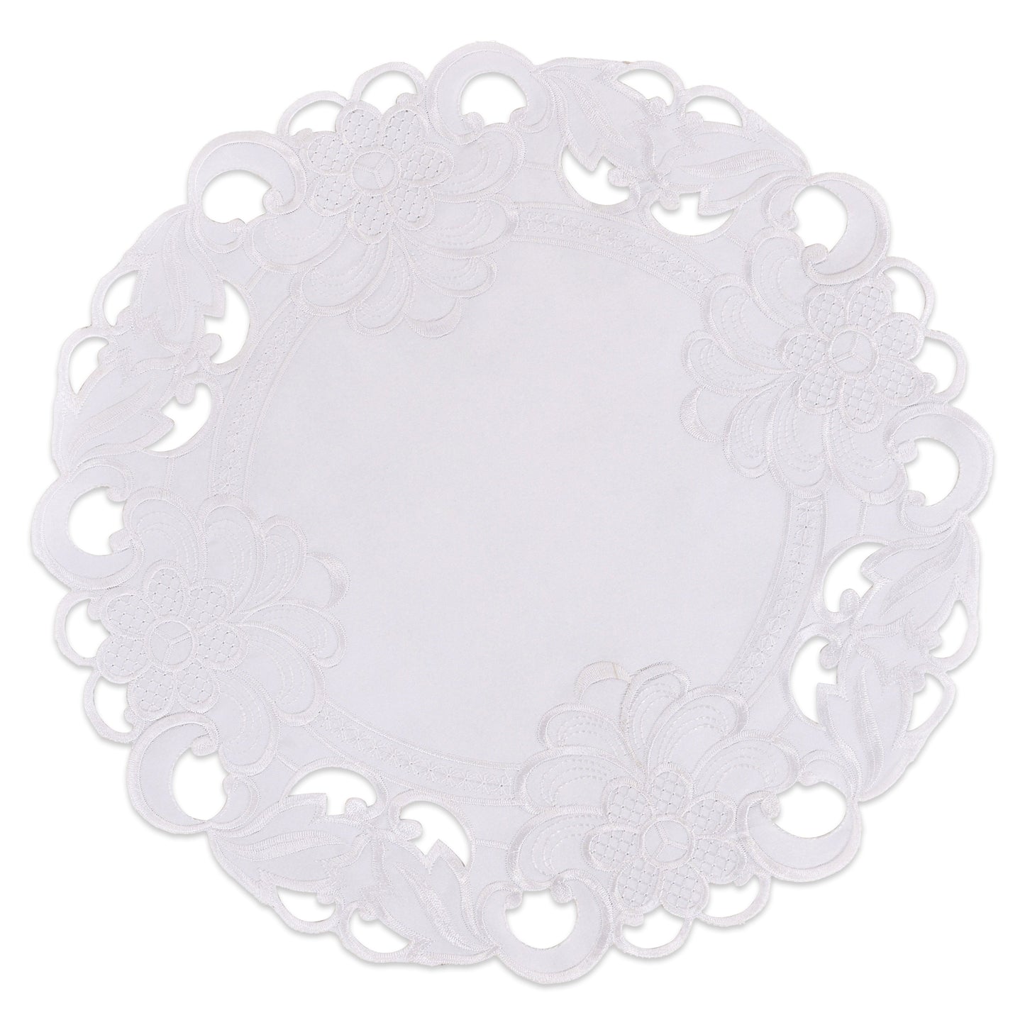 Round Linen Placemats – Elegant 15 Inch Embroidered Doilies for Dining Table Decor