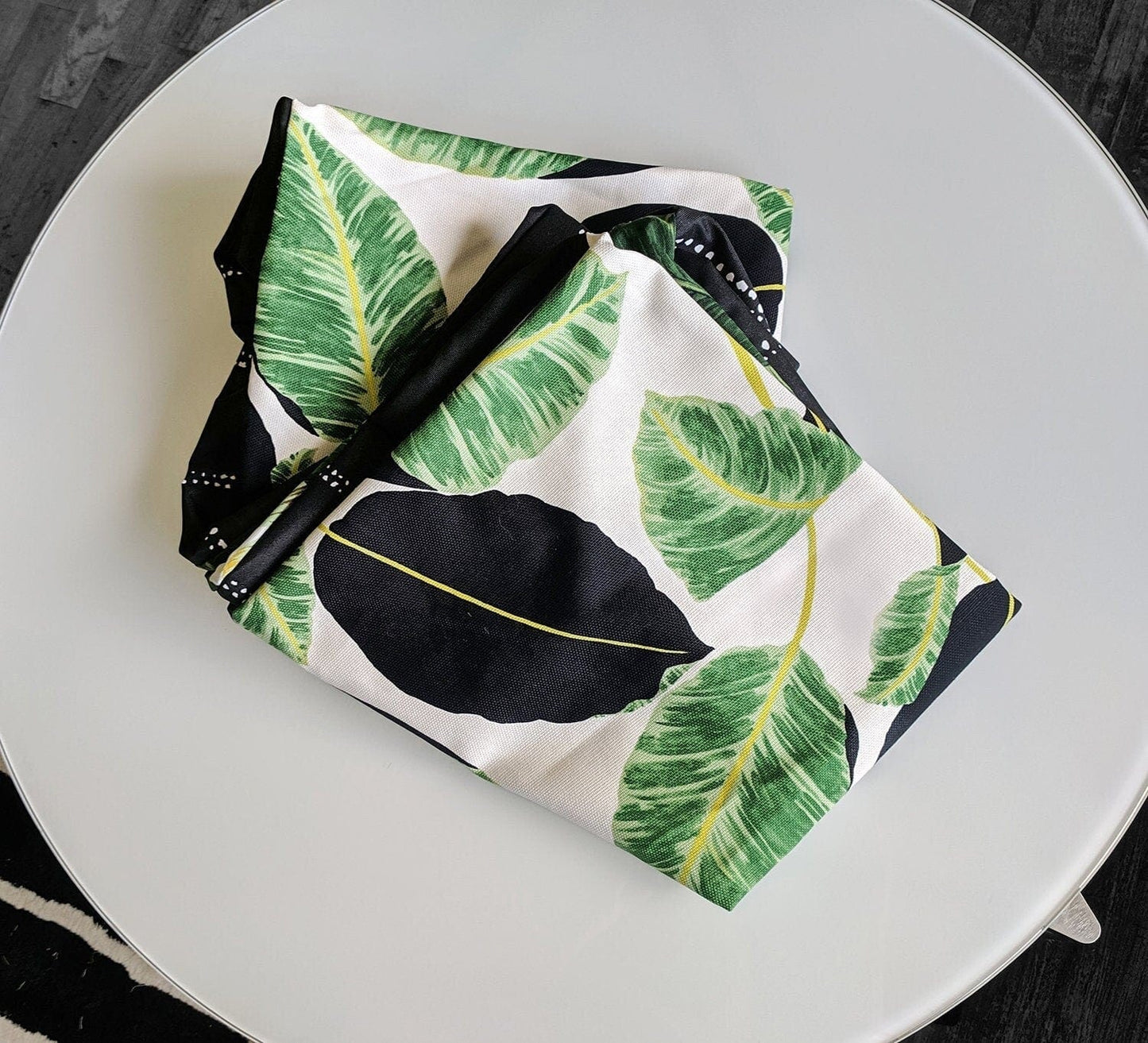 SALE Bean Bag Pouf Cover, Black Pinstripe, Tropical Palm Leaves