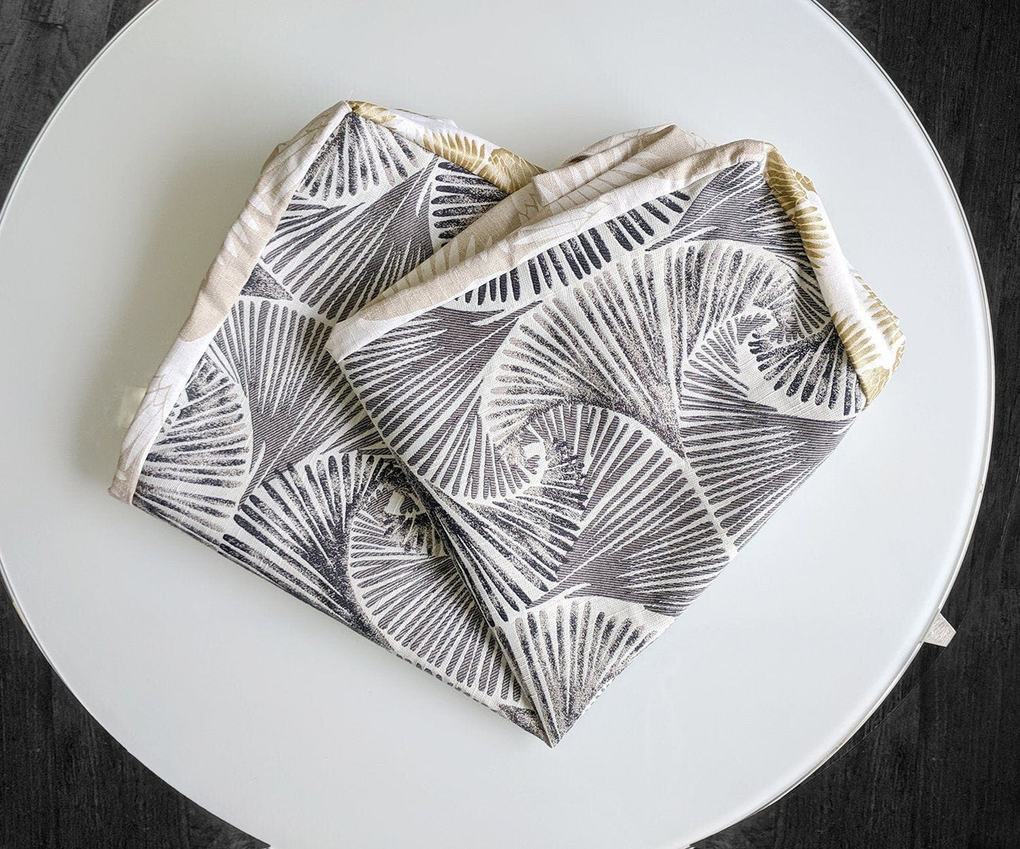 SALE Bean Bag Pouf Cover, Ottoman Neutral Tones, Gold Patterned