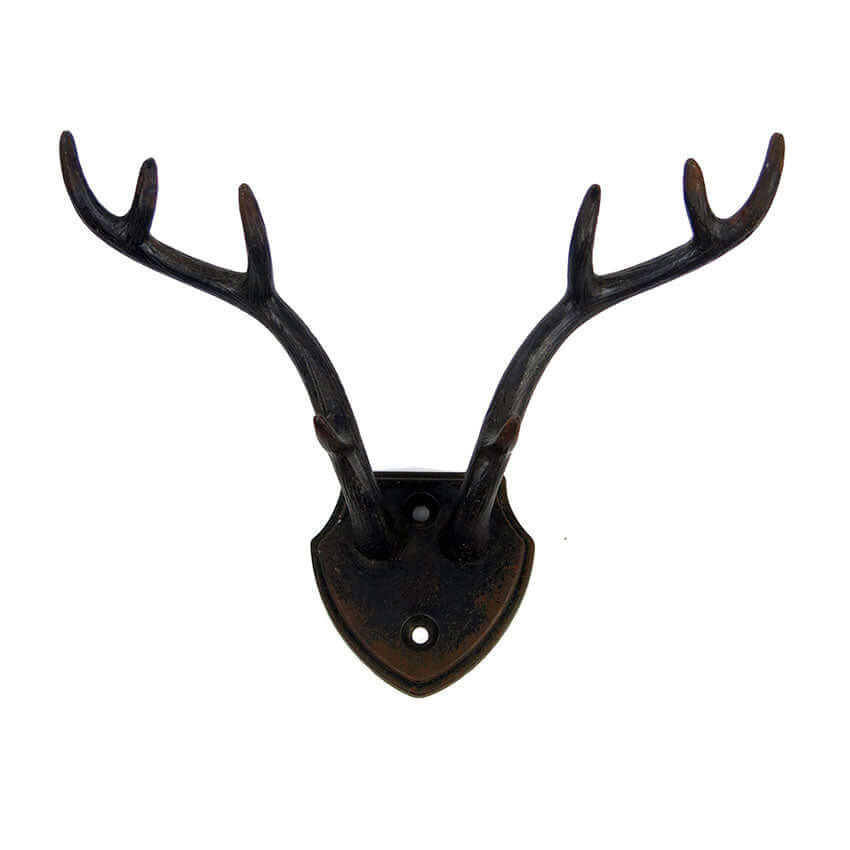 Rustic Antler Wall Hook with Shield Backplate