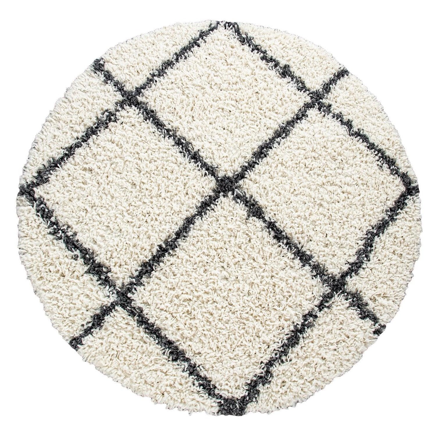 Shag Rug Cream with Diamond Pattern Scandi Design
