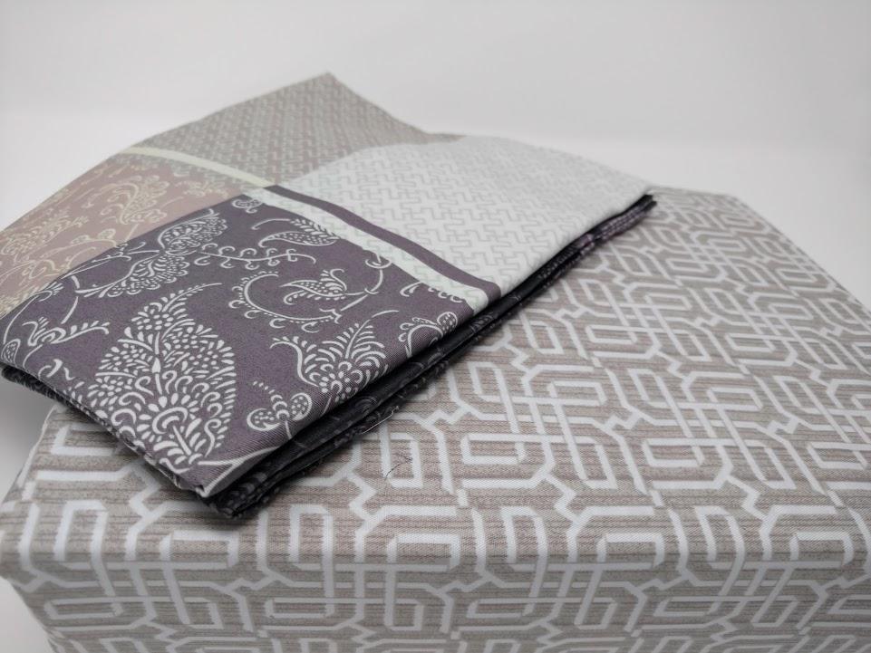 DaDa Bedding Grey Floral Paisley Fitted & Flat Sheet w/ Pillow Cases Set (FSFS8222)