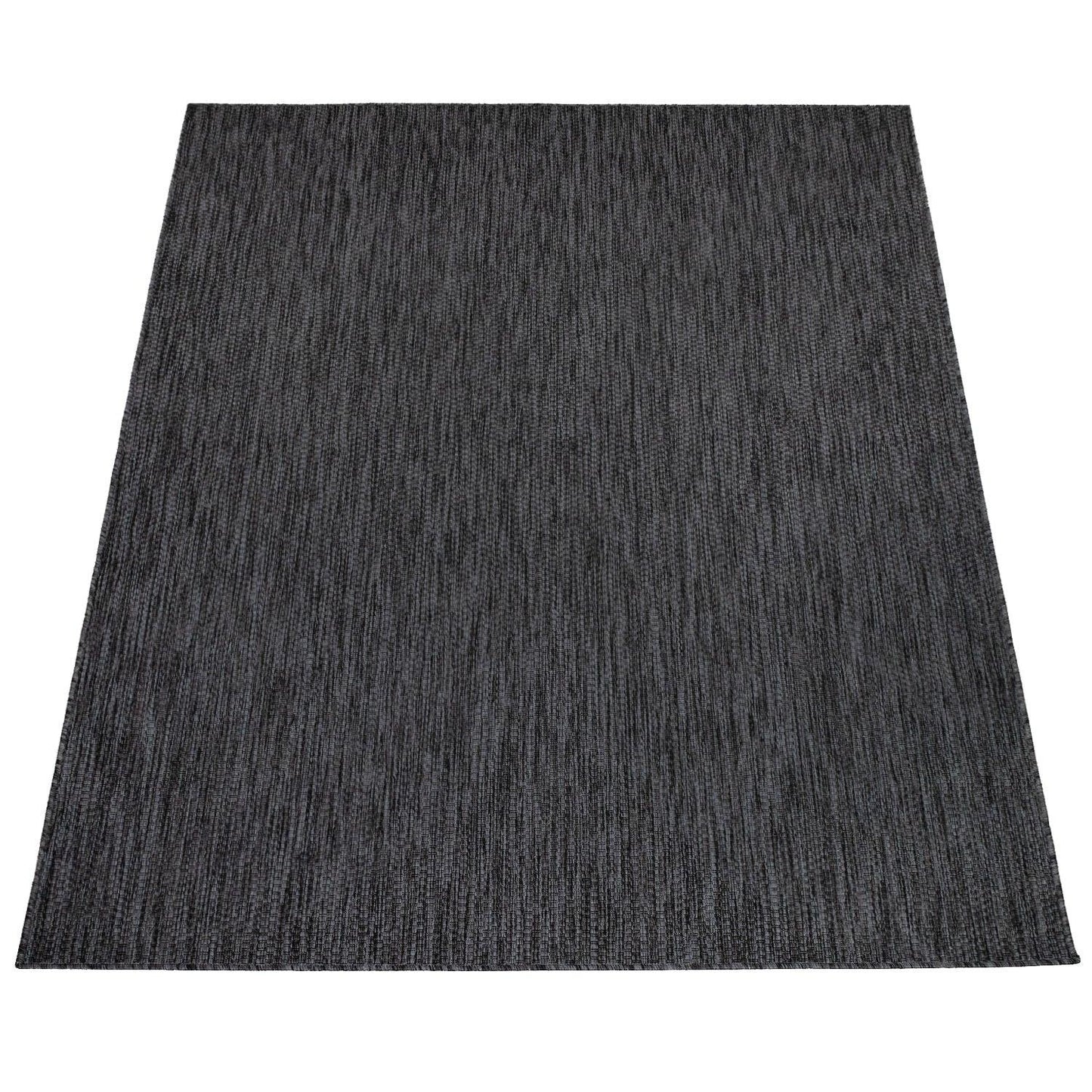 Solid Outdoor Rug for Patio or Balcony weatherproof in Mottled Anthracite