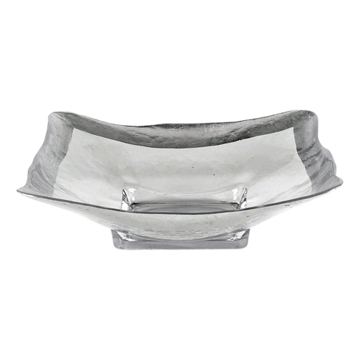 Square Bowl with Authentic Silver Leaf Pattern