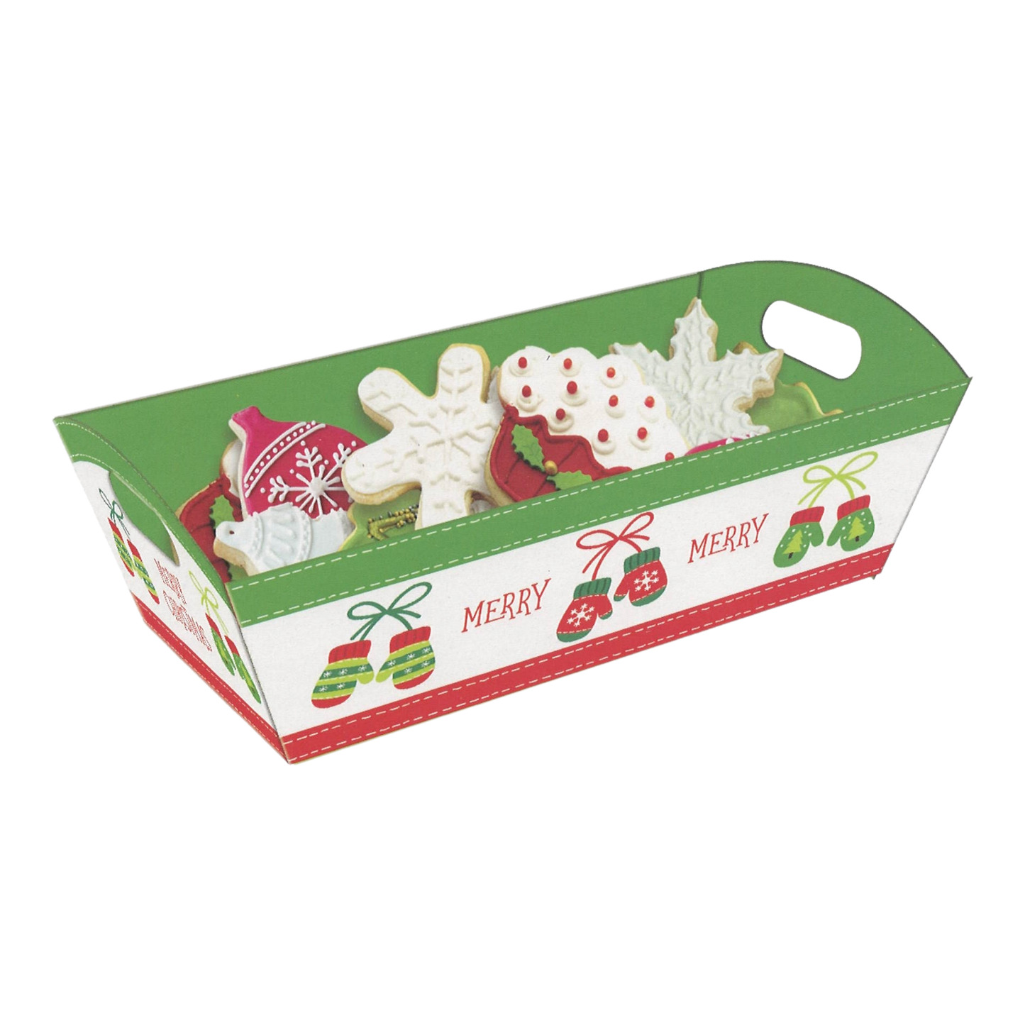 Cookie Tray With Cello Wrap - Merry Merry Mittens