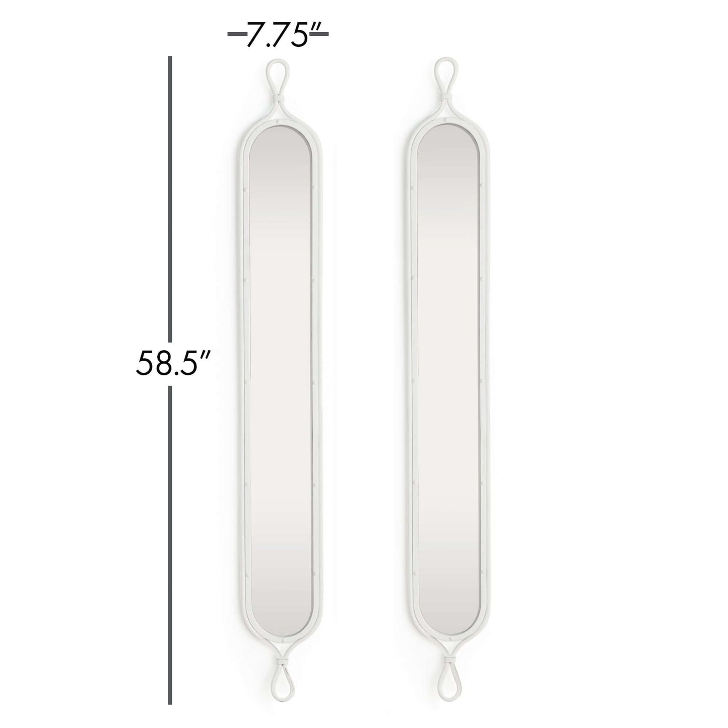 Tall White Mirrors with Vintage French Design (Set of 2)